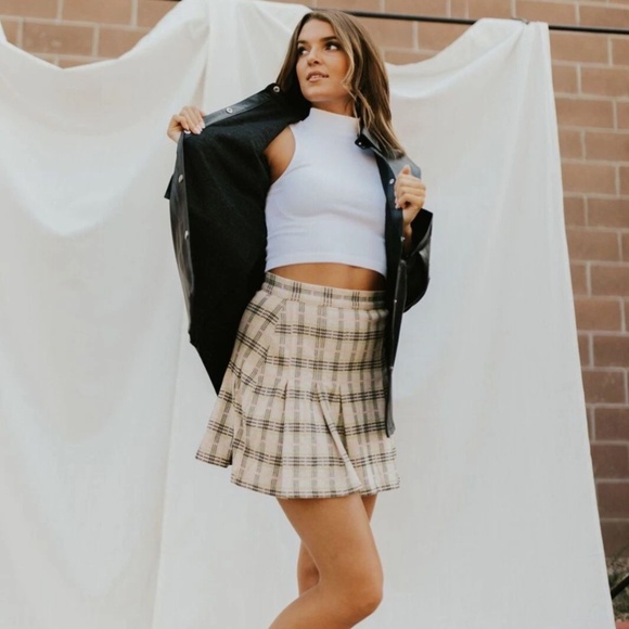 Free People Y2K Pleated Mini Skirt Retro Coquette Plaid Micro Preppy Sz 4 - Picture 8 of 15